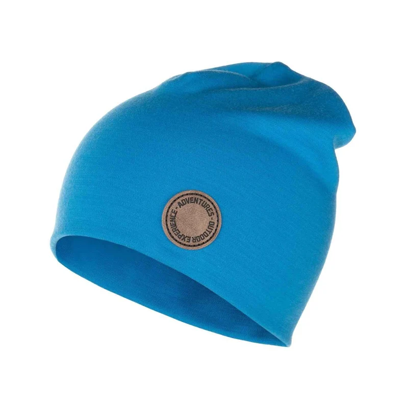 Felblauwe dubbellaagse muts van merinowol