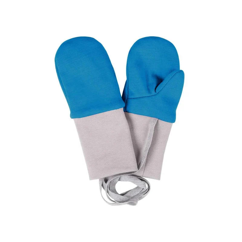 Felblauwe babywantjes van merinowol met duim
