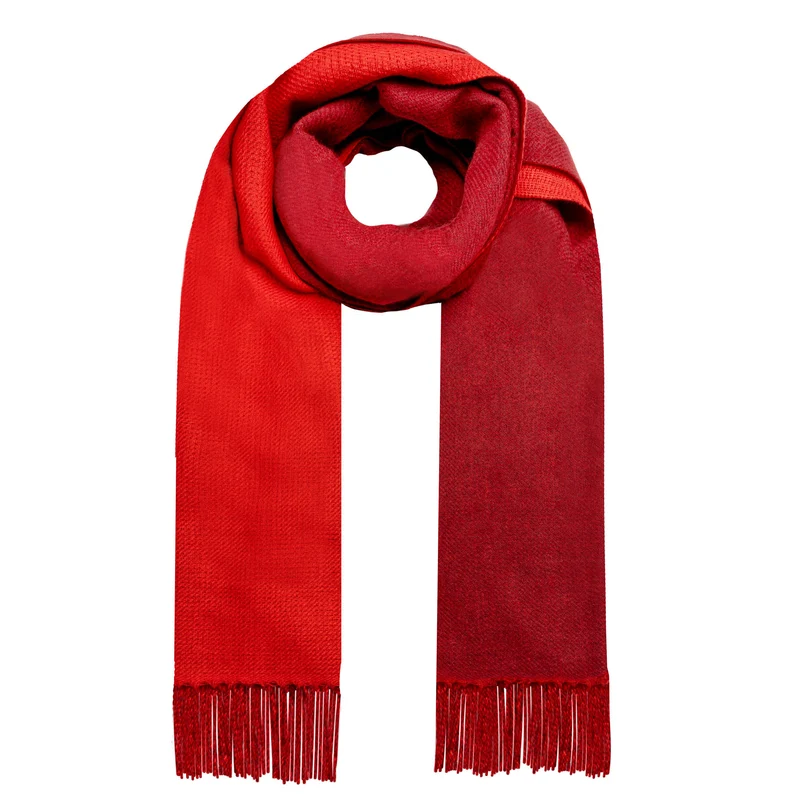 Women's Reversible Two-Tone Scarf with Tassels