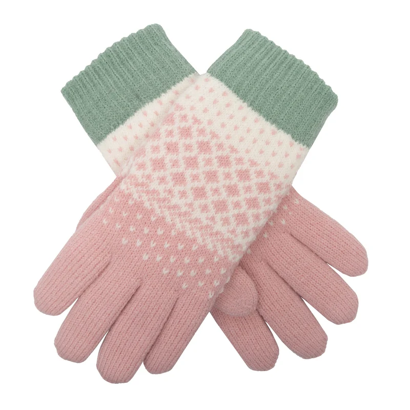 Gants tricotés en jacquard pour femmes avec motif à pois