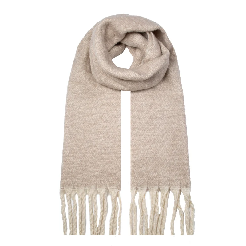 Women's Reversible Two-Tone Blanket Scarf with Tassels