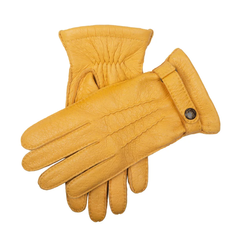 Gants pour hommes en cuir peccary cousus main héritage, doublés en vicuña à trois points
