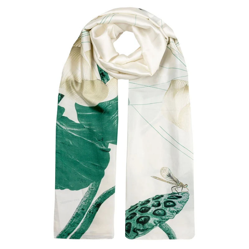 Foulard léger pour femmes en soie synthétique inspiré par la nature