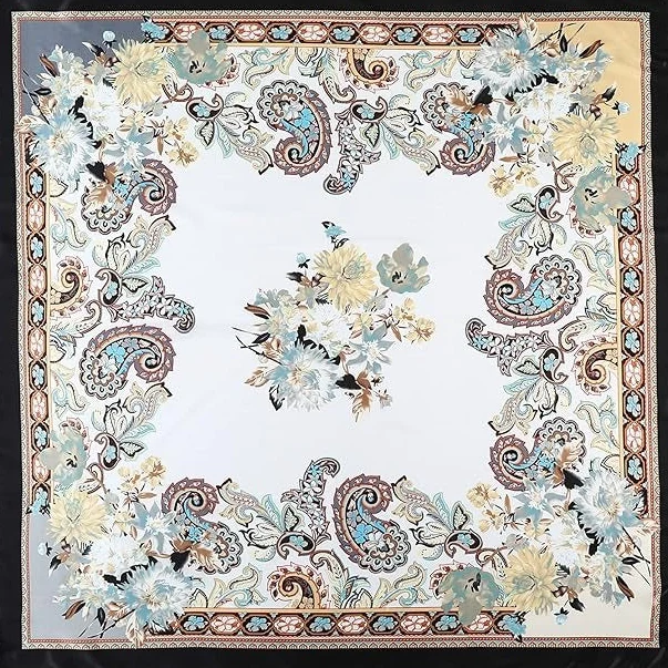 Dealers 35 inch Paisley satijnen vierkante sjaal - Multicolor Cashew dames bloemensjaal