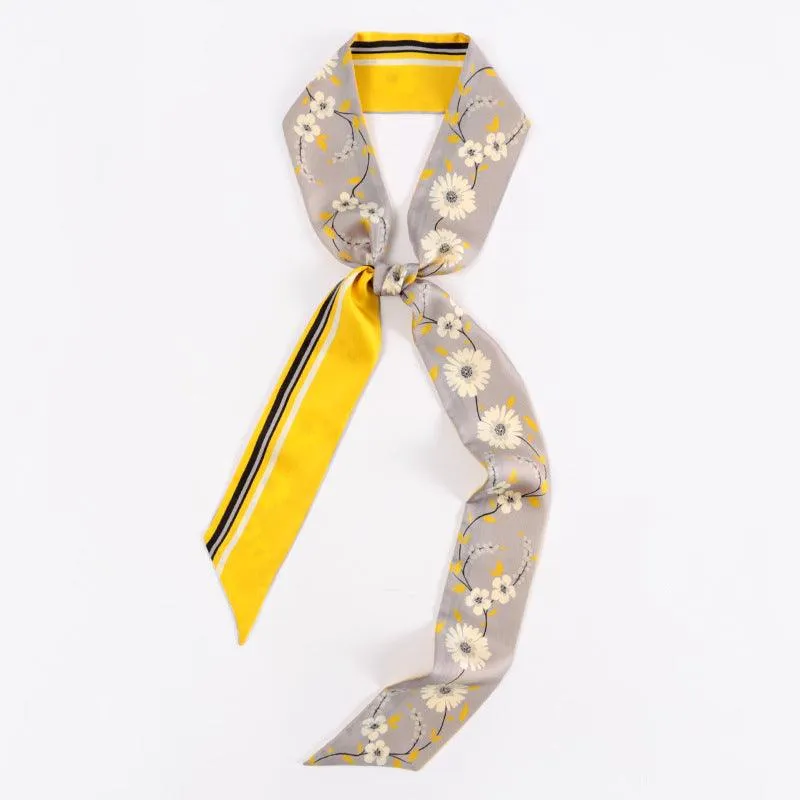 Gele Daisy Skinny Zijden Sjaal Twilly Sjaals Fabriek Dames Zijden Twill