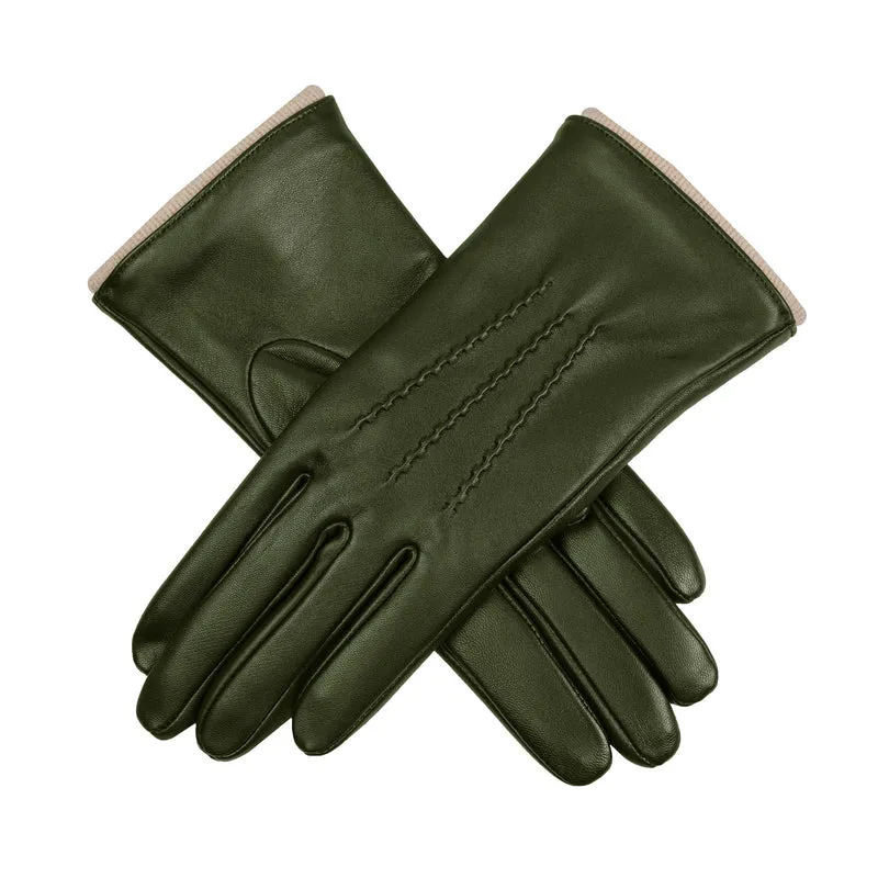 Gants en cuir pour femmes Heritage à écran tactile, doublure en laine à trois points