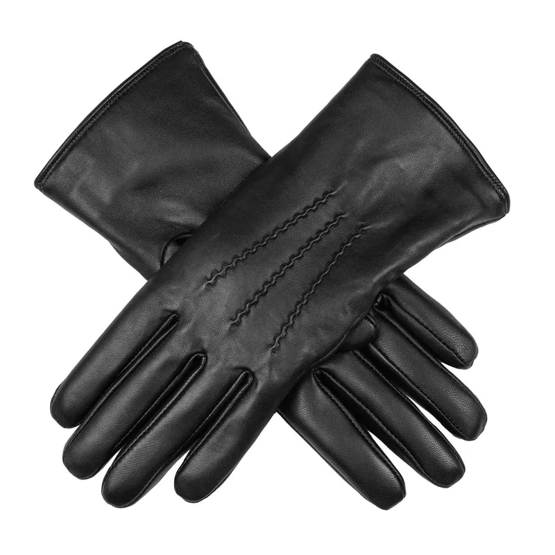 Women’s Heritage Touchscreen Three-Point Fur-Lined Leather Gloves