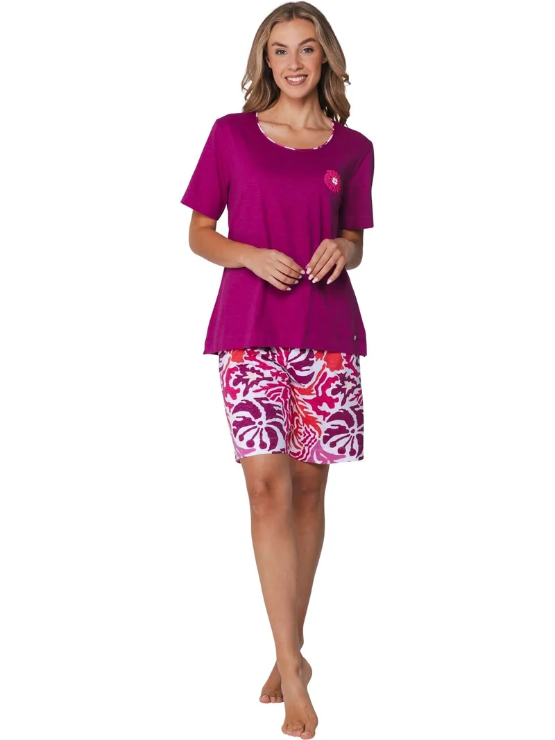 Pastunette Tweedelige Shortama Paradise Pink Dames 131261-110-1 270 dark red