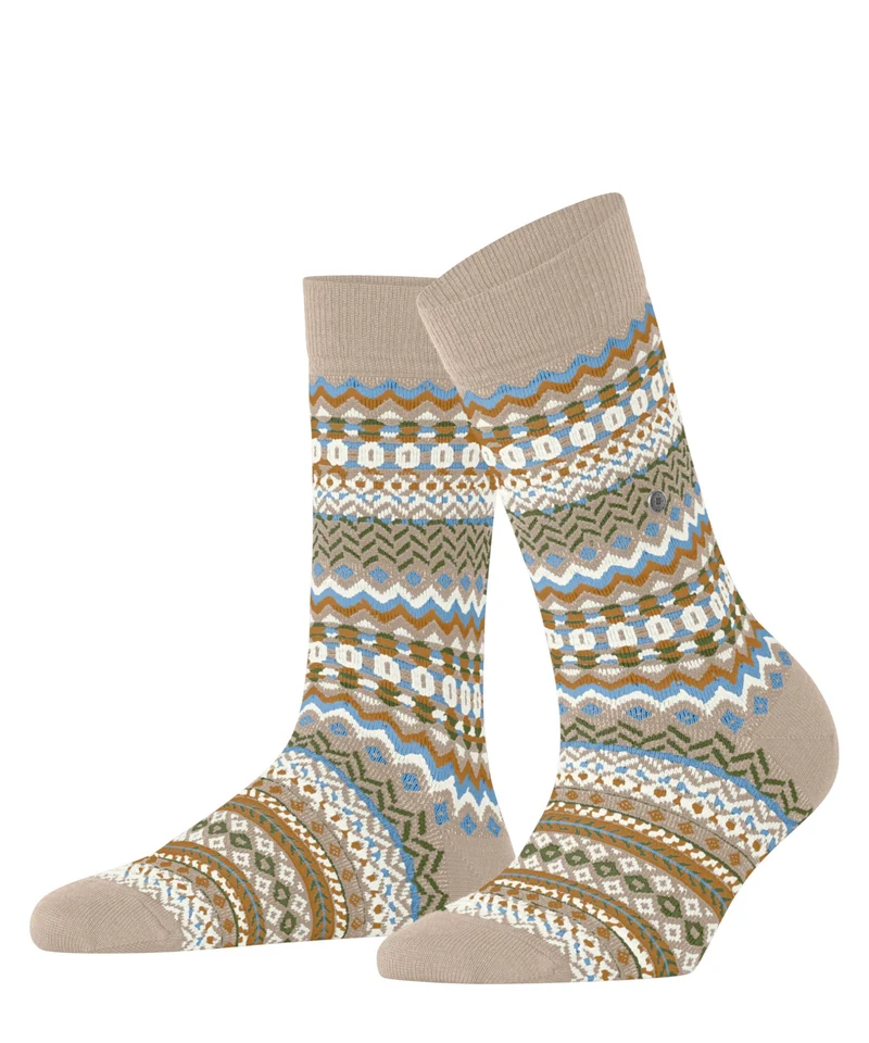 Burlington Fair Isle Sokken Dames 27210 4360 cafe latte