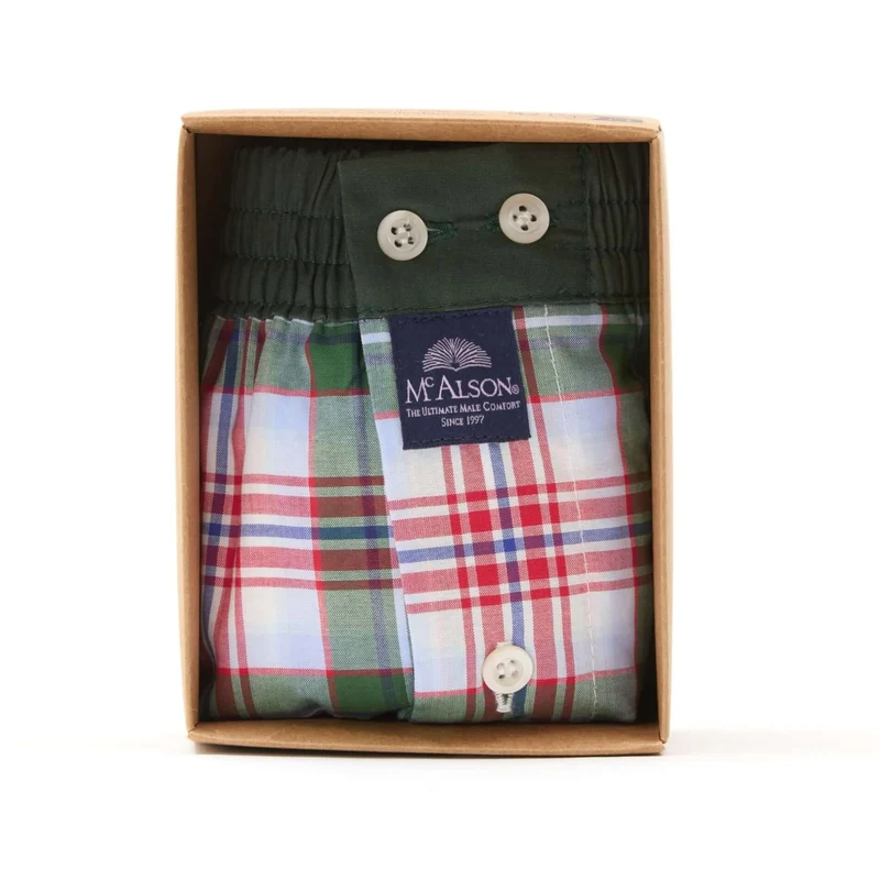 McAlson Boxershort met binnenbroek Tartan green-red & lightblue M5230