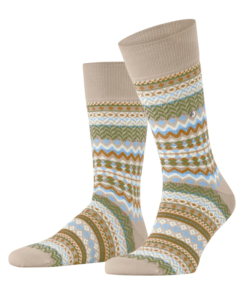 Burlington Fair Isle Sokken Heren 24774 4360 cafe latte
