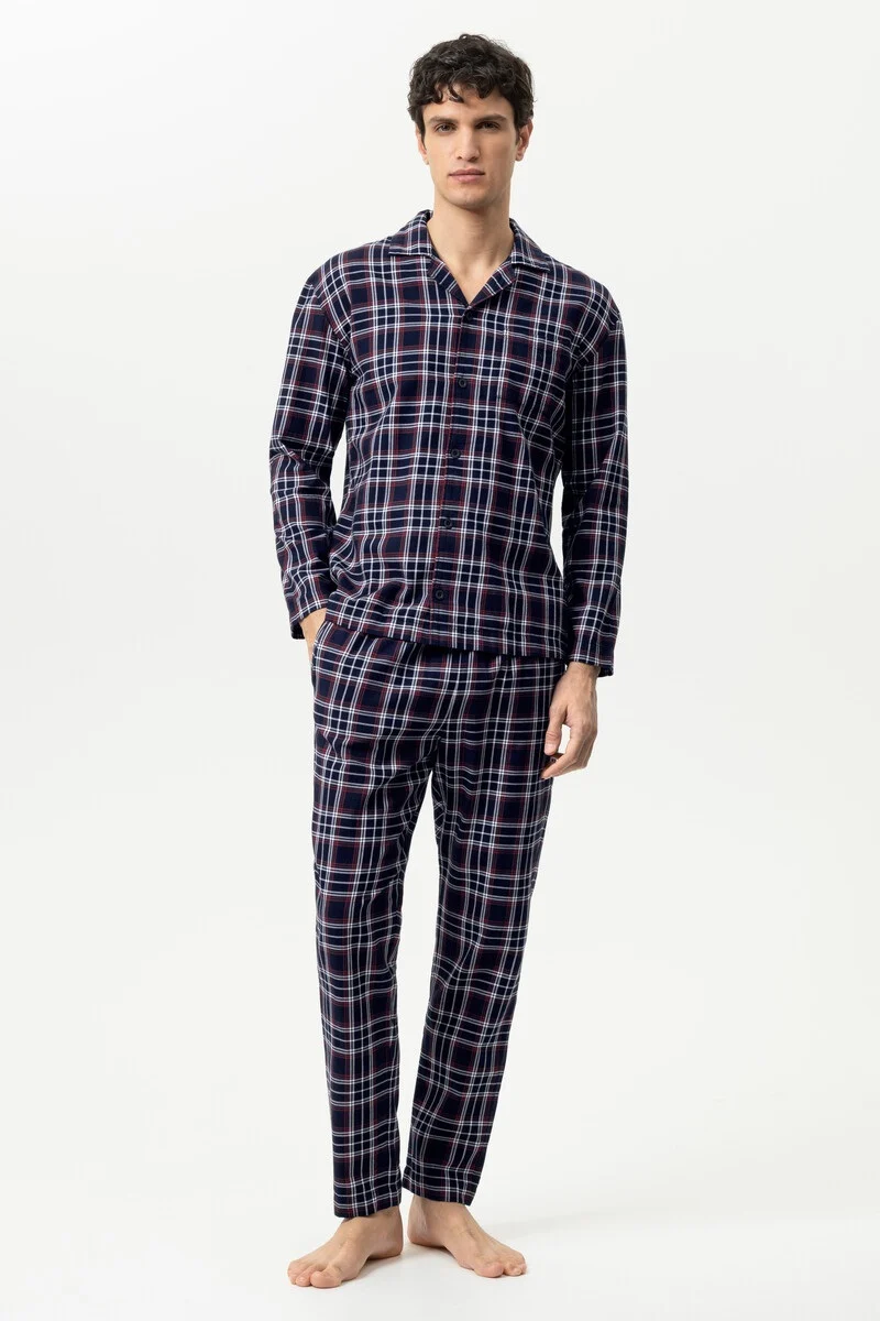Mey Tweedelige knoopjes Pyjama Flanadian Heren 224010 668 yacht blue