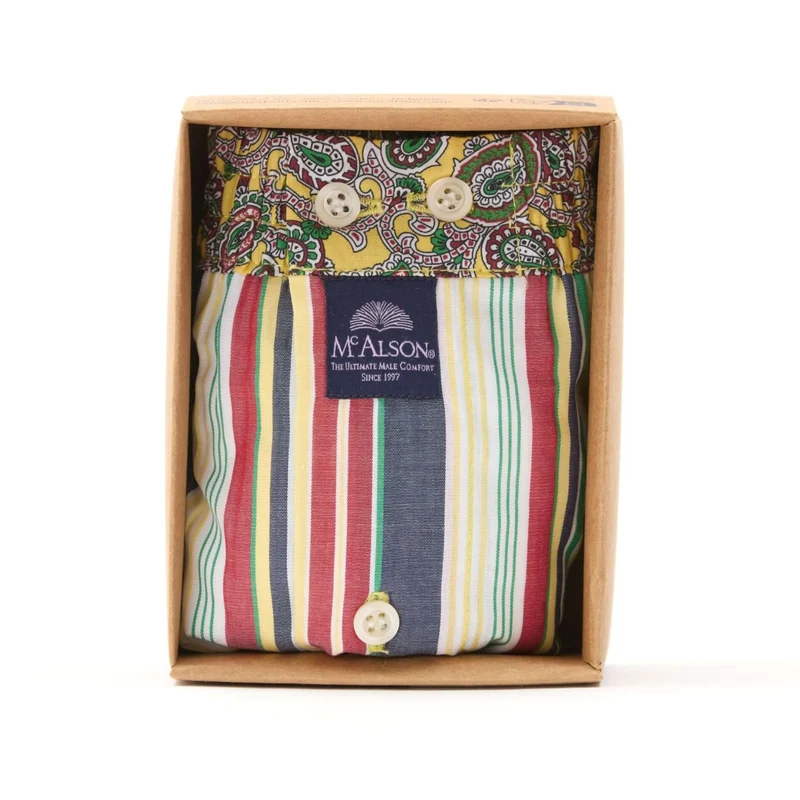 McAlson Boxershort met binnenbroek Stripes red, yellow & navy M5222