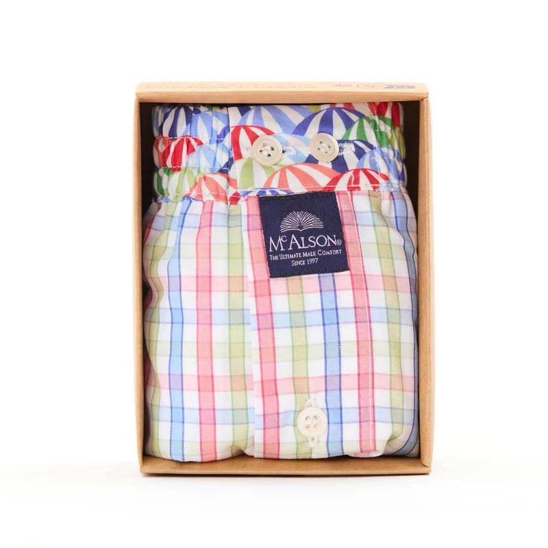Mc Alson Boxershort met binnenbroek Checkered red, green & blue M5310 blauw