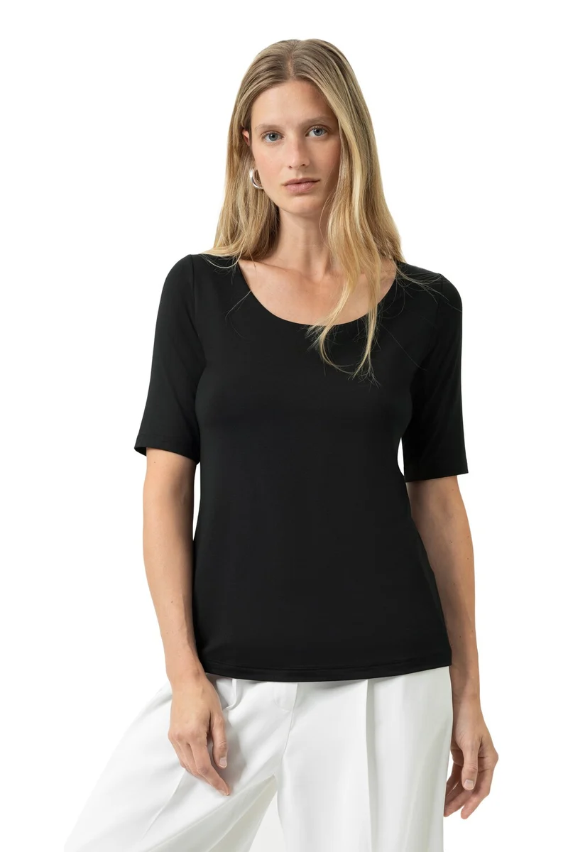 Mey T-Shirt Blazershirt Ronde Halslijn Dames 1110057 3 zwart
