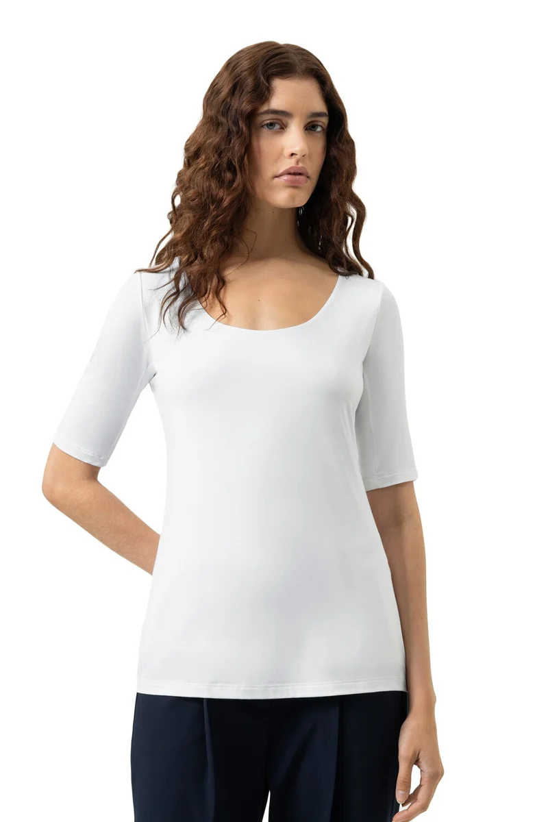 Mey T-Shirt Blazershirt Ronde Halslijn Dames 1110057 1 wit