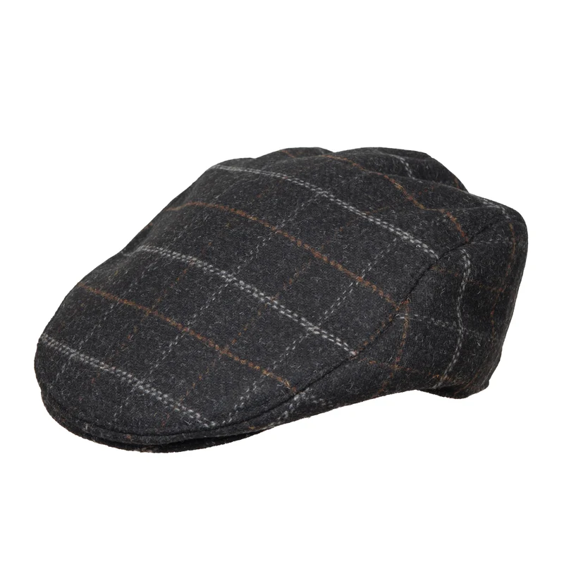 Men's Windowpane Check Tweed Flat Cap