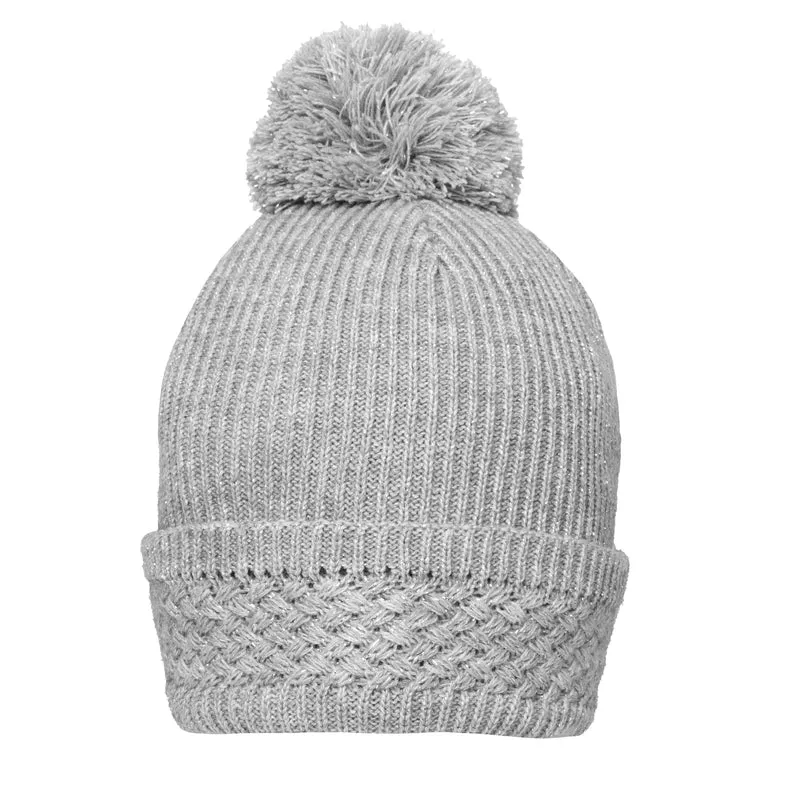Bonnet côtelé pour femmes avec fil métallique et pompon en fil