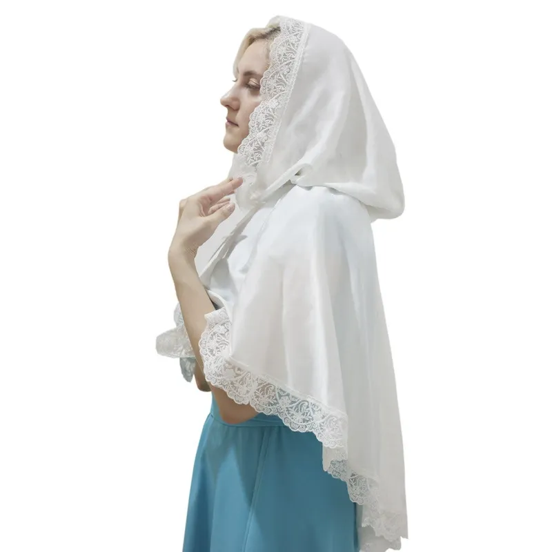 Maker Dames Kanten Korte Cape met Capuchon - Victoriaanse Stijl Effen Kleur Hijab Hoofddoek