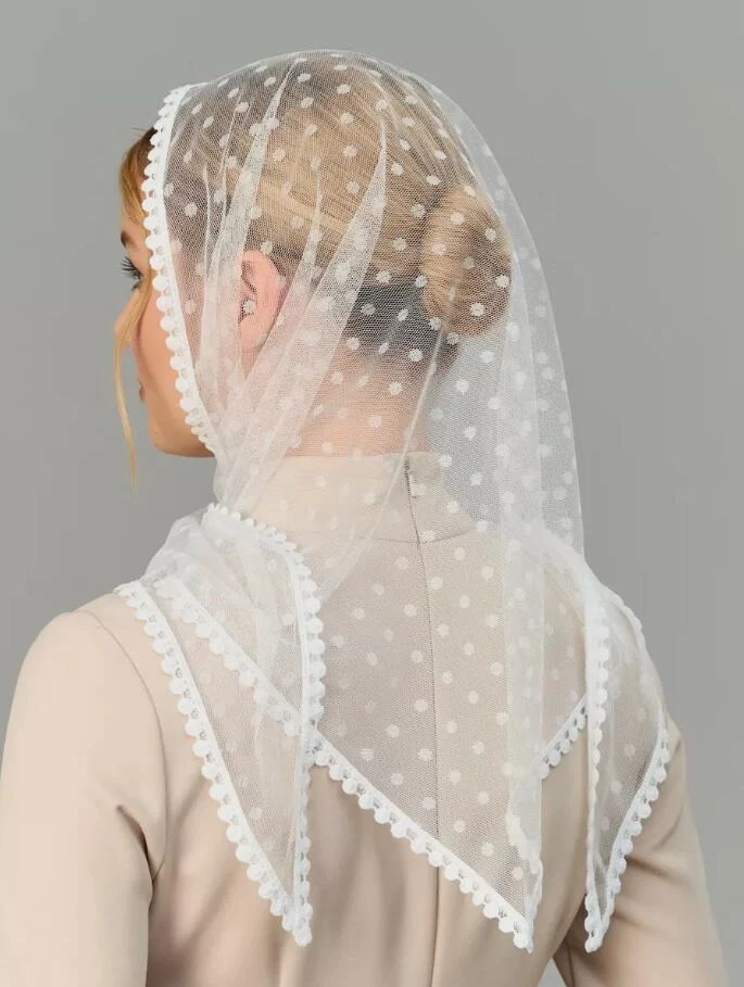 Fabrieken Witte Kanten Mesh Hoofddoek - Vintage Religieuze Bruiloftssjaal