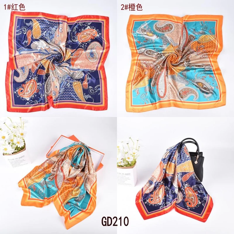 Bulk 35 inch zijdezachte bedrukte mode vierkante sjaal - Multicolor bloemen elegante damessjaal
