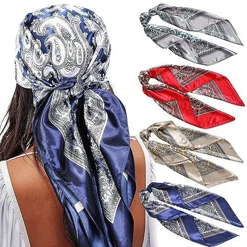 Fabrieken 35 inch bedrukte zijden vierkante sjaal - Boho haaraccessoires hoofdbanden sjaals