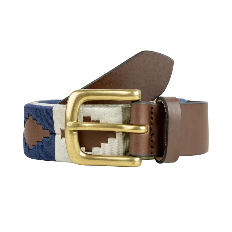 Men's Polo Full-Grain Leather Belt with Brass Buckle