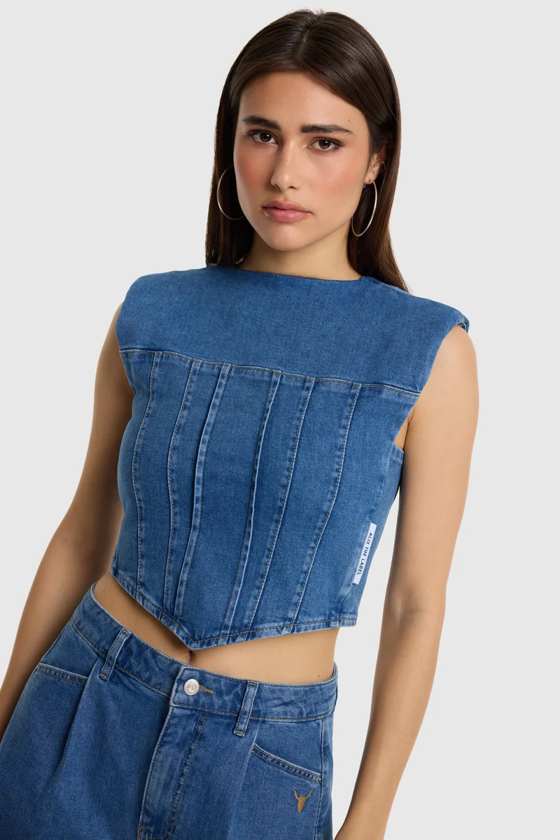 Alix The Label - Denim Corset Top