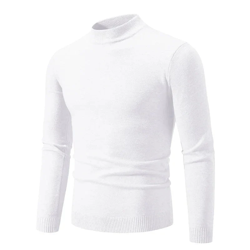 Oversized herenpullover - basic gebreide trui met halve hals in effen kleur voor de herfst