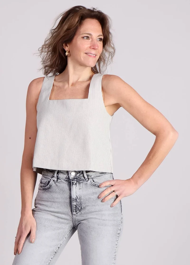Grace & Mila Peanut cropped top gestreept Beige