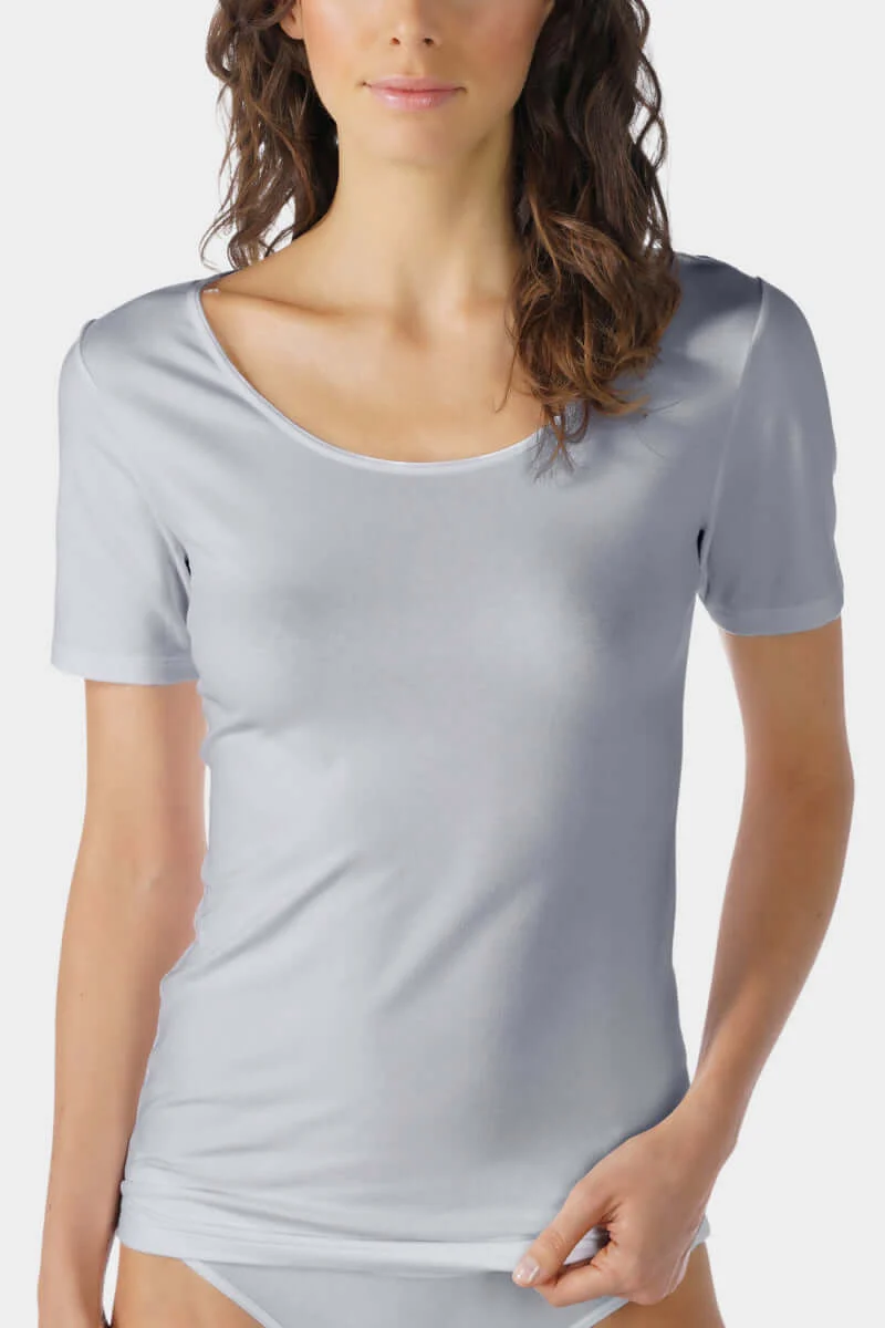Mey Shirt Korte Mouw Cotton Pure Dames 26500 620 grau melange
