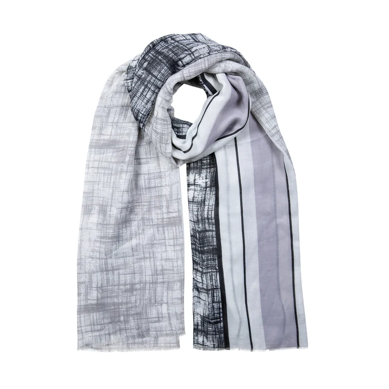 Écharpe légère pour femme à motif rayé et hachuré