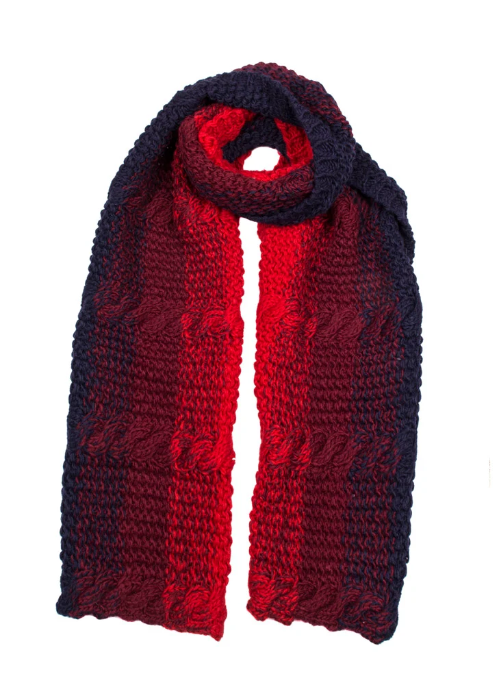 Écharpe en tricot torsadé multicolore ombré pour femme