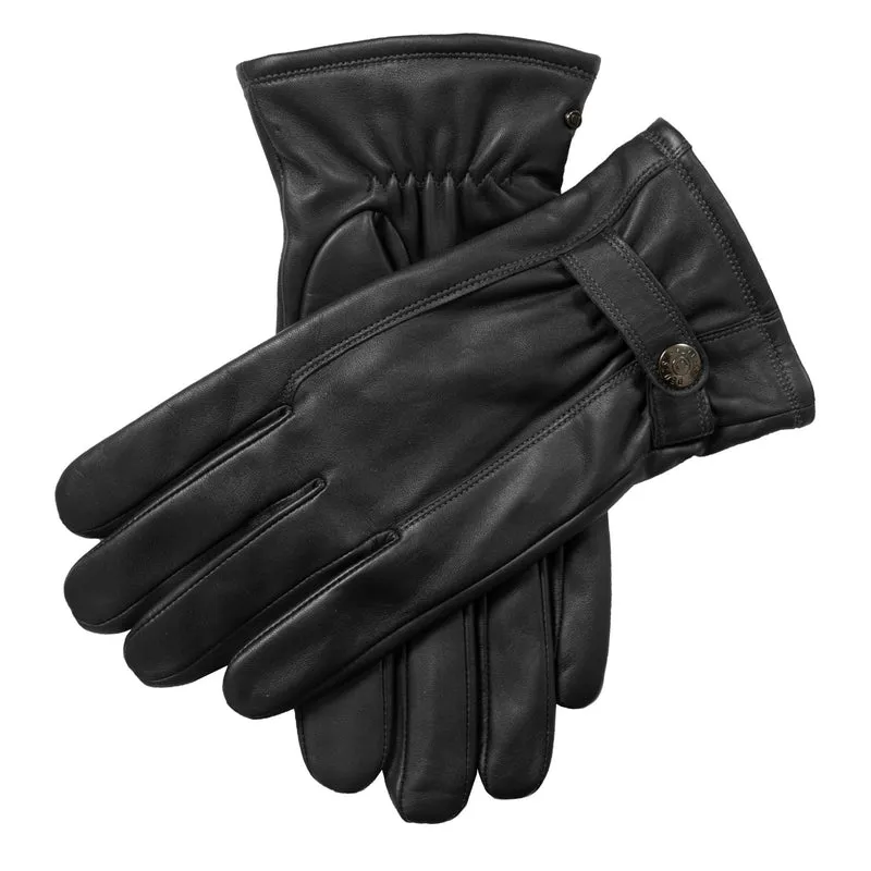 Gants en cuir doublés pour écran tactile avec coutures contrastées pour hommes