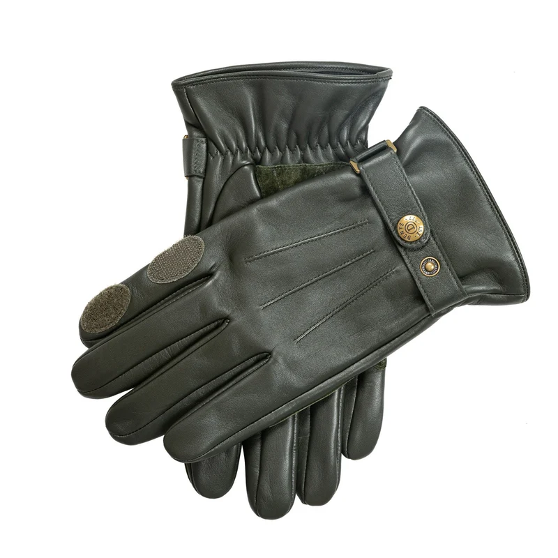 Men’s Water-Resistant Three-Point Fleece-Lined Leather Shooting Gloves with Suede Palm