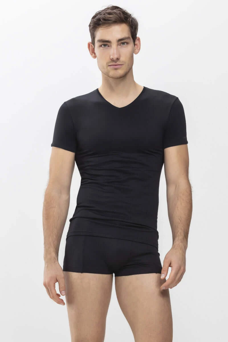Mey Shirt V-Hals Korte Mouw Software Heren 42507 123 schwarz