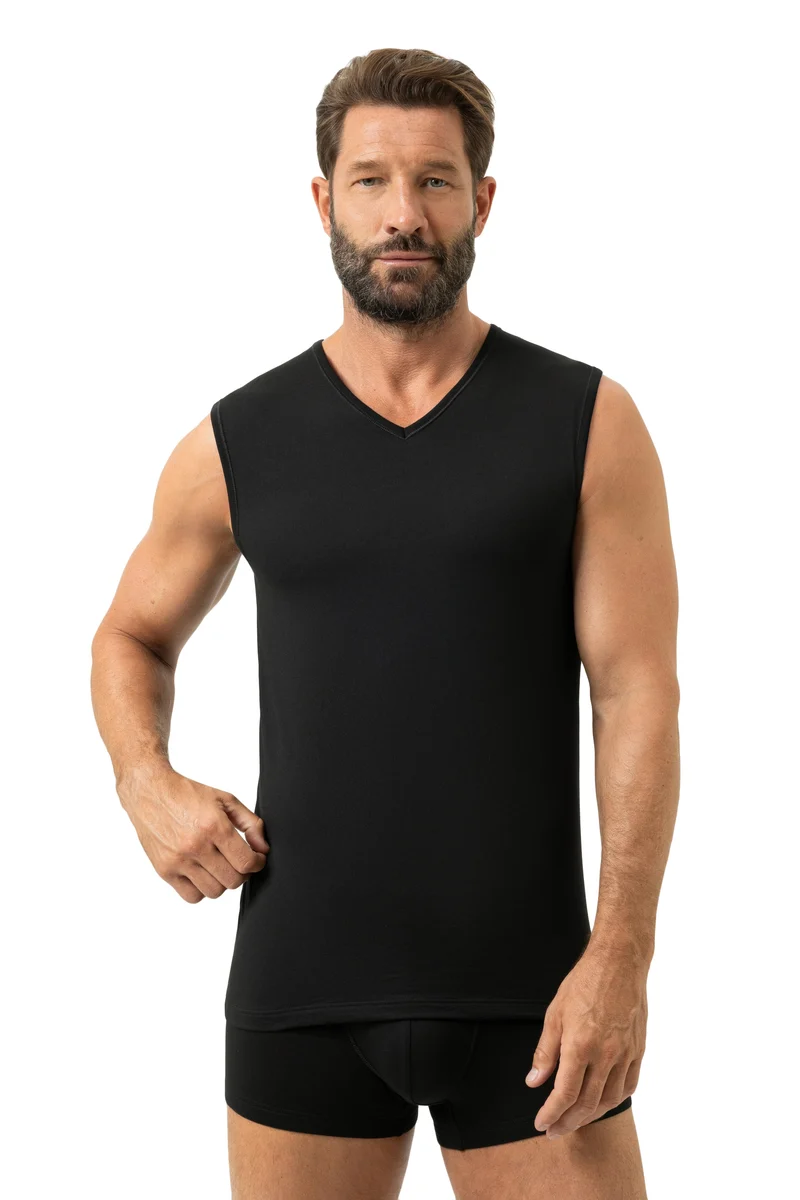 Mey Mouwloos Shirt Korte Mouw Dry Cotton 46037 123 schwarz