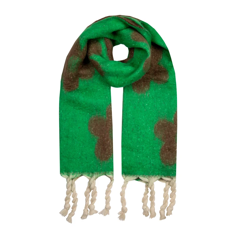 Écharpe couverture florale réversible pour femmes avec pompons