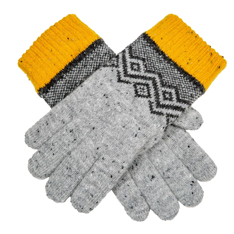 Gants en jacquard tricotés pour femmes avec motif géométrique