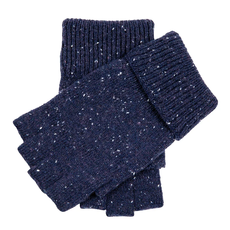 Men's Fingerless Knitted Gloves with Marl Yarn