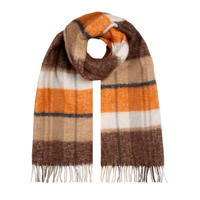 Women's Striped Blanket Scarf with Tassels