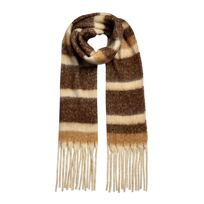 Women's Stripe Blanket Scarf with Tassels