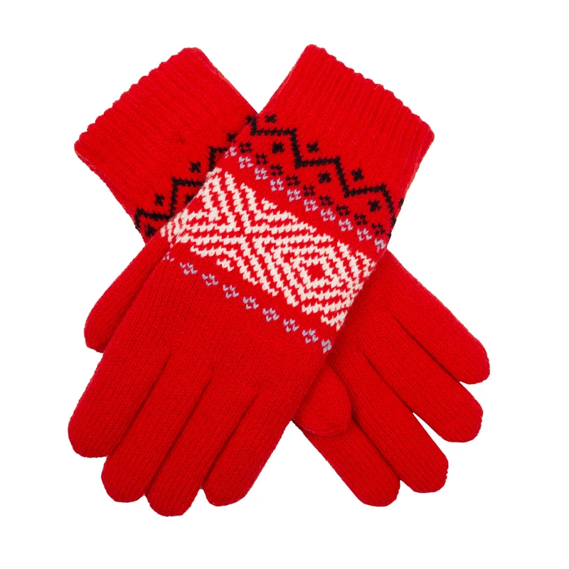 Gants en tricot jacquard pour femmes avec motif géométrique
