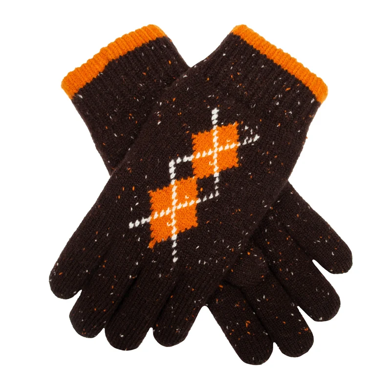 Women's Argyle Knitted Gloves with Marl Yarn
