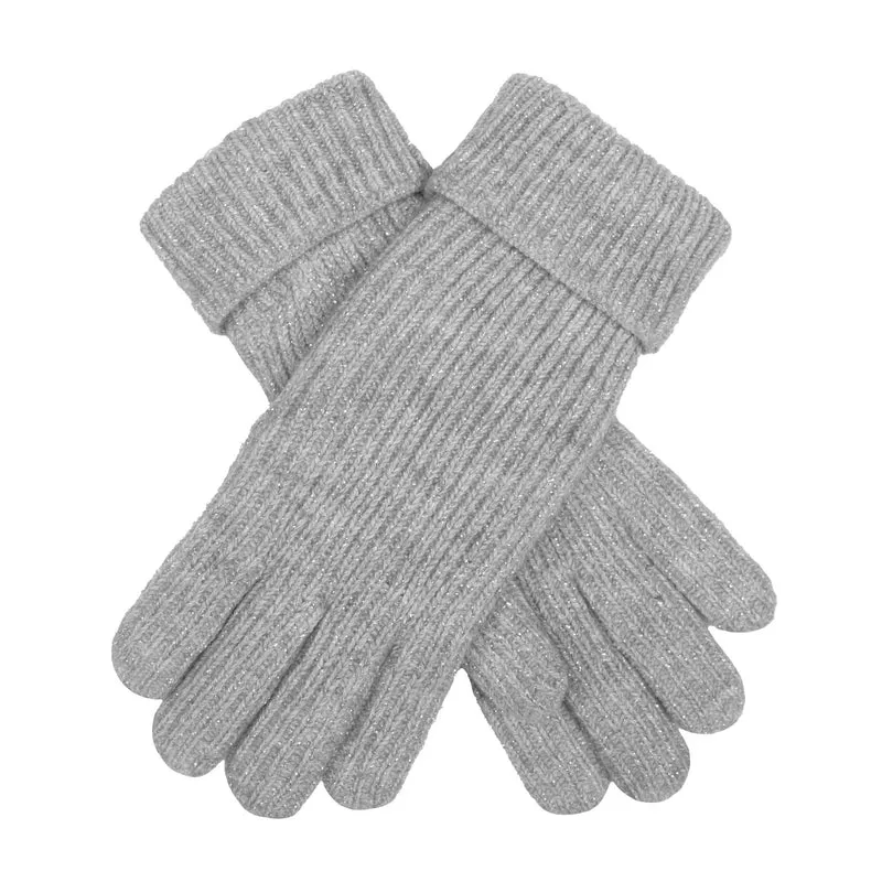 Gants en tricot côtelé pour femmes avec fil métallique