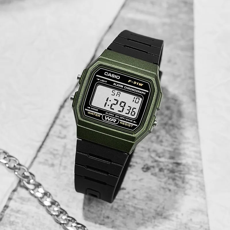Casio F91W Retro Waterdicht Horloge - Modieus, Eenvoudig, Klein, Vierkant LCD-display, Elektronisch Horloge