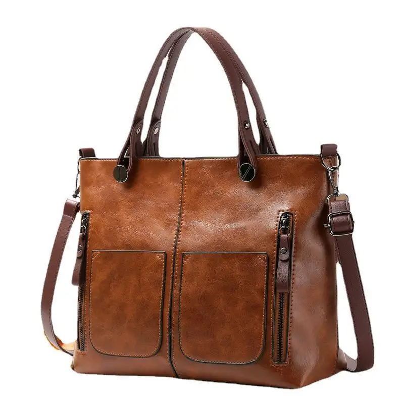 Retro handtas voor dames van PU-leer met grote capaciteit, crossbodytas, modieuze schoudertas
