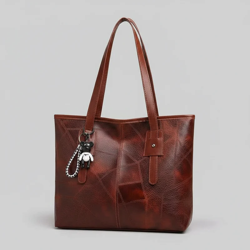 Trendy grote draagtas voor dames - Horizontale vierkante tas met ritssluiting en enkele schouderband