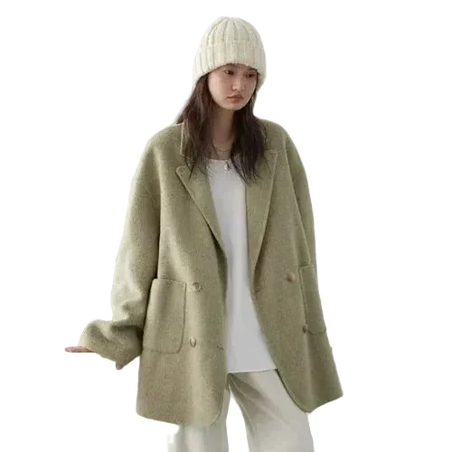 Dubbelknoops wollen damesjas voor op kantoor - Bovenkleding voor de herfst en winter