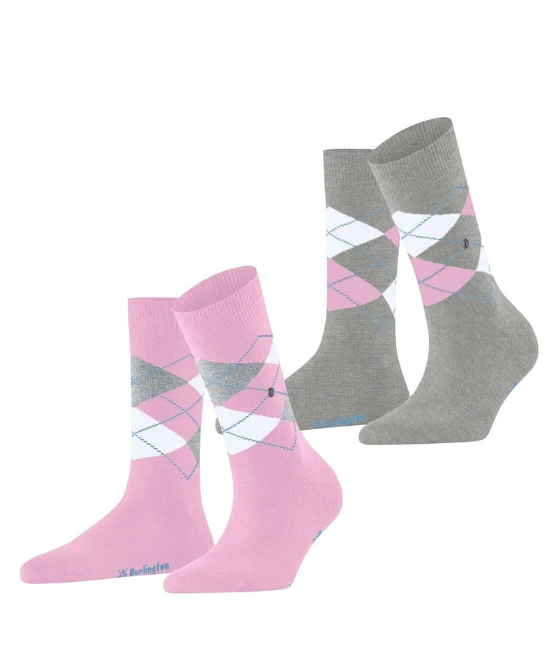 Burlington 2-pack Sok Everyday Argyle Dames 22012 8393 sporty rose